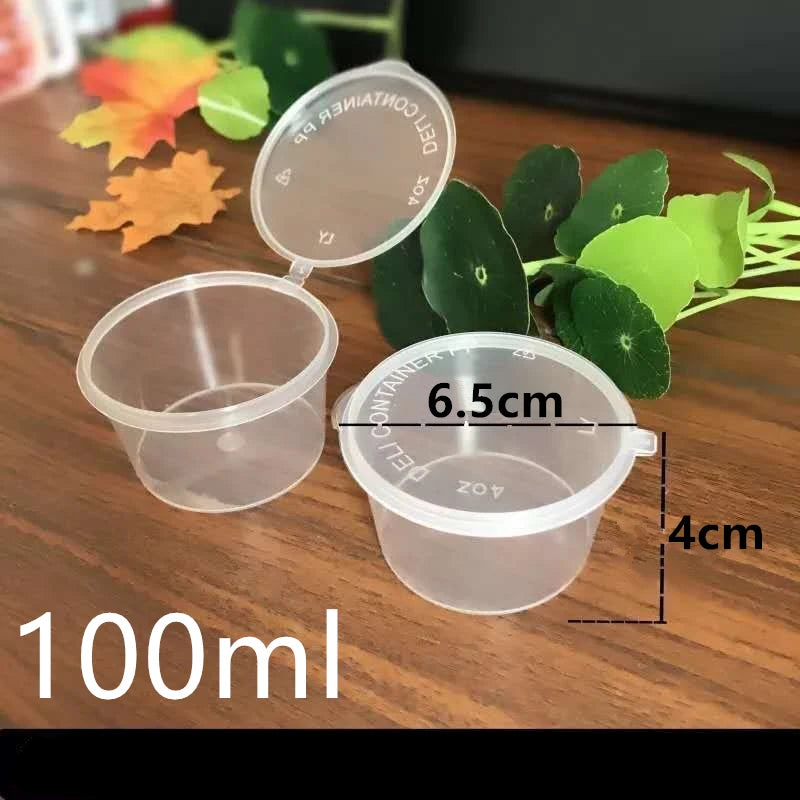 Disposable Takeaway Sauce Cup Containers Food Box with Hinged Lids Pigment Paint Box Reusable -30pcs/Set 30ml 50ml 100ml