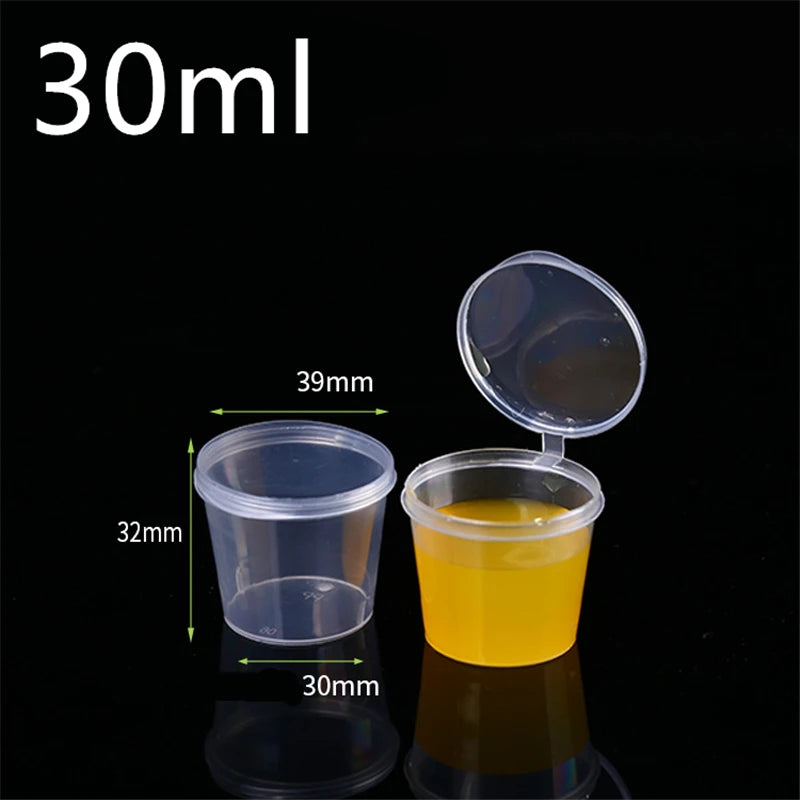 Disposable Takeaway Sauce Cup Containers Food Box with Hinged Lids Pigment Paint Box Reusable -30pcs/Set 30ml 50ml 100ml
