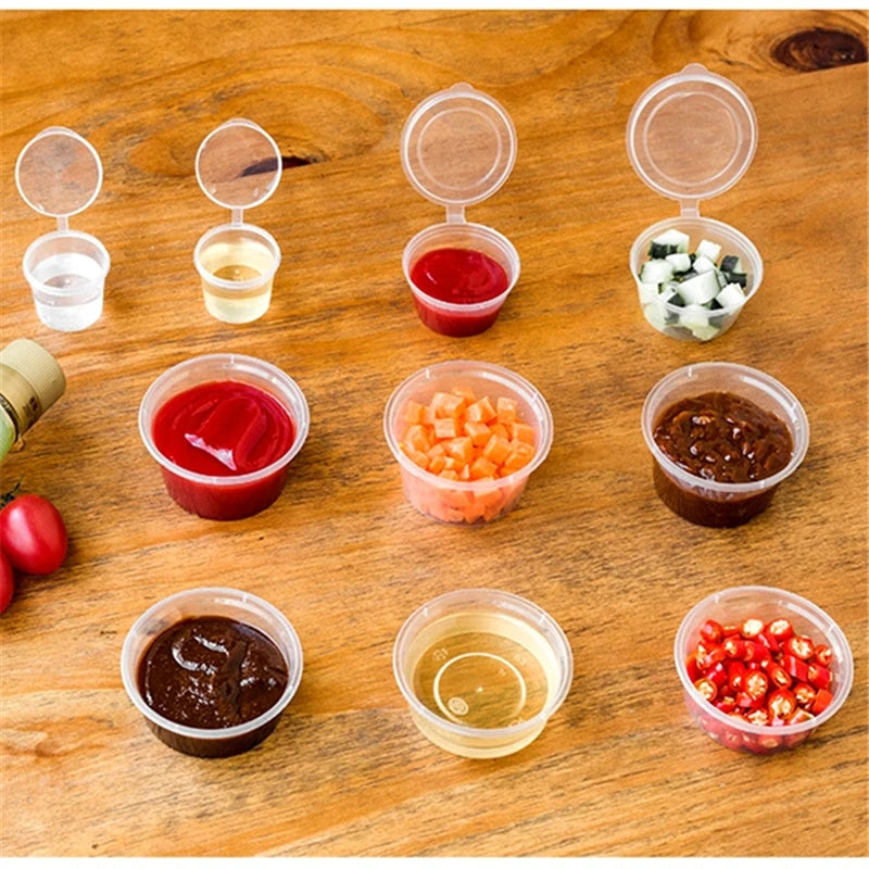 Disposable Takeaway Sauce Cup Containers Food Box with Hinged Lids Pigment Paint Box Reusable -30pcs/Set 30ml 50ml 100ml