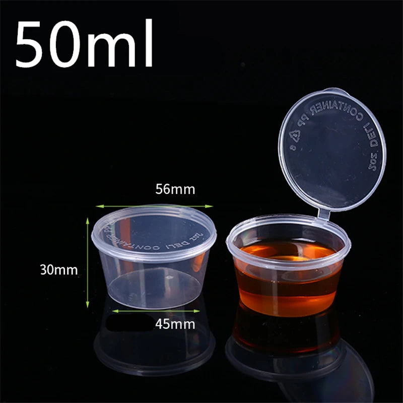 Disposable Takeaway Sauce Cup Containers Food Box with Hinged Lids Pigment Paint Box Reusable -30pcs/Set 30ml 50ml 100ml