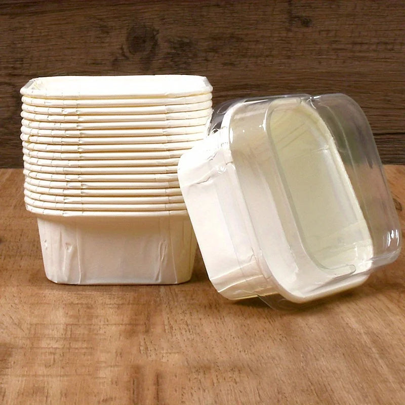 50Pcs Disposable Cupcake Cups with Lids, Baking Cup, Cupcake Molds, Muffin Molds, Baking Tools, Curled Edge Cake Cups