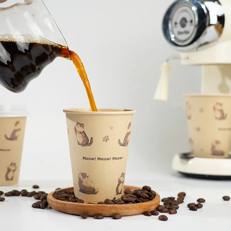 Sustainable Paper Cups With lids12oz Animals Printed Paper Coffee Drinking Cups Thickened Cups for Home Office Party Supplies