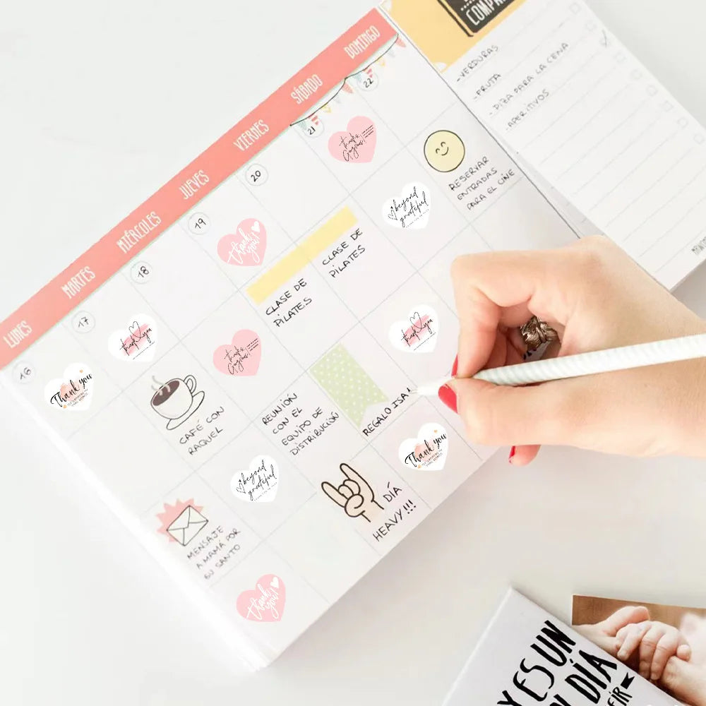 100-500pcs Heart Pink Thank You Stickers For Supporting Business Package Decoration "Gorgeous Thanks" Business Stickers