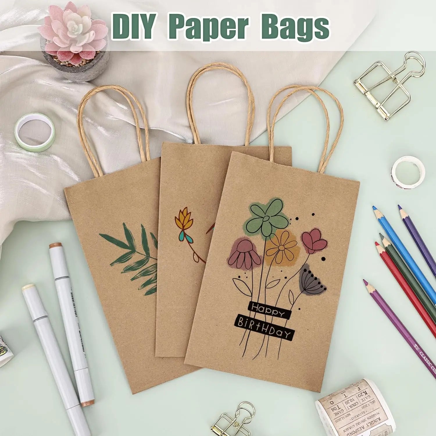 Brown Paper Bags with Handles, Gift Bags Bulk, Retail Bags, Shopping, Milk Tea bags, Eco-friendly Portable Bags - 5/10/20/30pcs