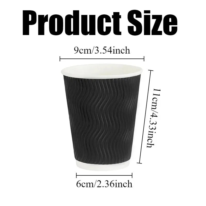 Corrugated Paper Cups Sustainable Double-layered Coffee Paper Cups Hot Tea Milk Beverage Party Christmas Birthday-25/50PCS