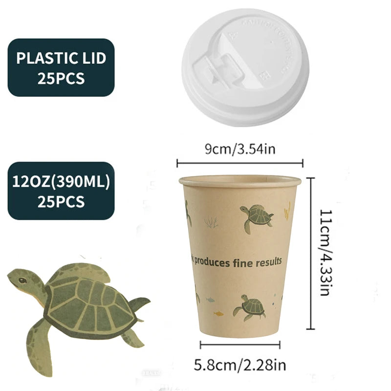 Sustainable Paper Cups With lids12oz Animals Printed Paper Coffee Drinking Cups Thickened Cups for Home Office Party Supplies