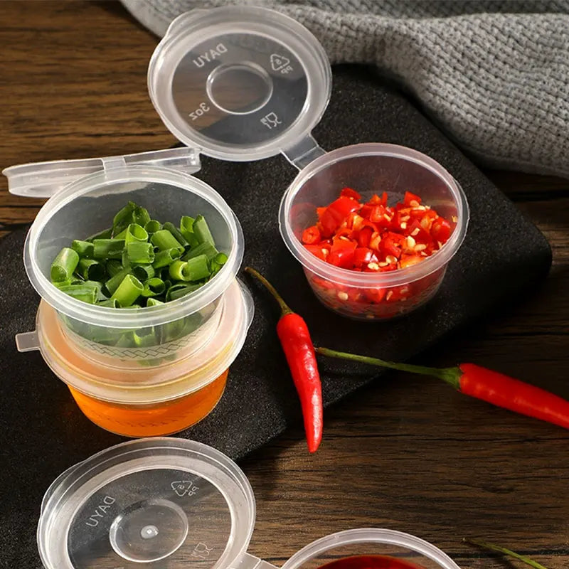 Sauce Jars With Lids Sustainable Food Sauce Cup Portion Cups Takeaway Sauce Cup Mini Kitchen Food Organizer Box -50-100pcs
