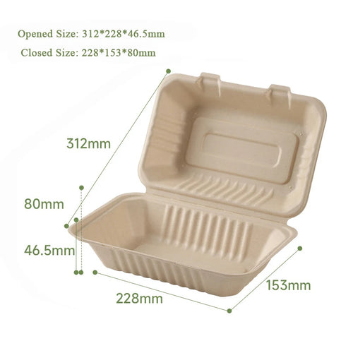10/30Pcs Disposable Clamshell Take Out Food Containers, Eco-Friendly Biodegradable Compostable To Go Boxes For Salad Lunch