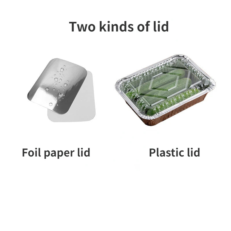 Aluminum Foil Trays With Lids 450ml Disposable Food Grade Baking Pans For Double Basket Air Fryer Oven Cooking Packaging -20Pcs