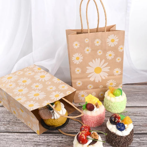 Bohemian Daisy Kraft Paper Gift Bags - Party Favor Bags