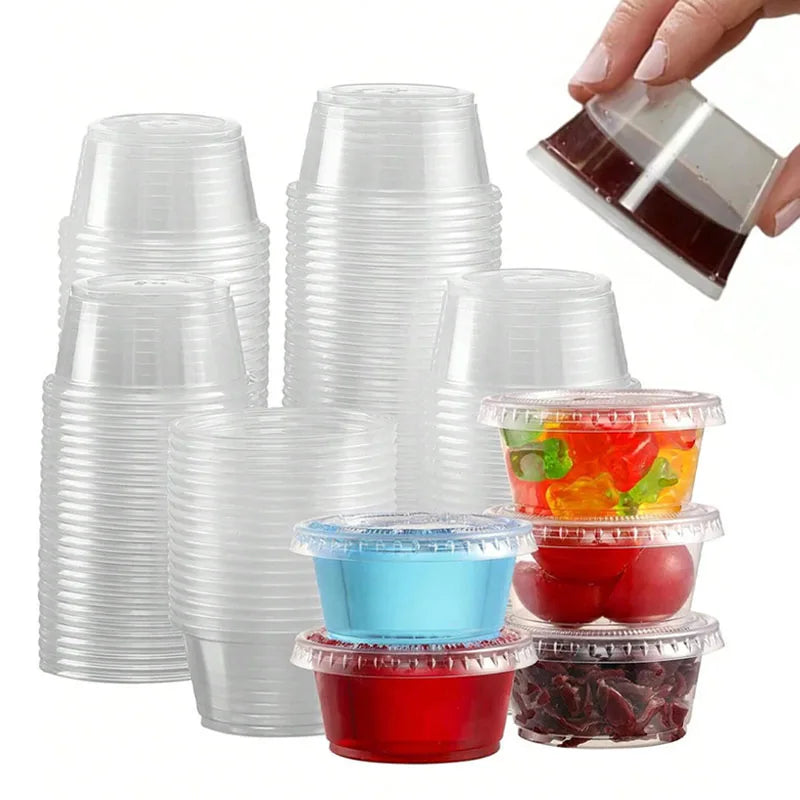 Sauce Jars With Lids Sustainable Food Sauce Cup Portion Cups Takeaway Sauce Cup Mini Kitchen Food Organizer Box -50-100pcs