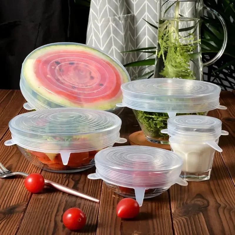Food Cover Adjustable Elastic Silicone Cap Reusable Kitchen Utensil Storage Airtight Food Packaging Lids Accessories Accessory