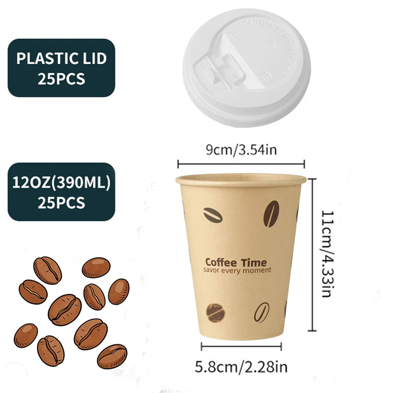 Sustainable Paper Cups With lids12oz Animals Printed Paper Coffee Drinking Cups Thickened Cups for Home Office Party Supplies