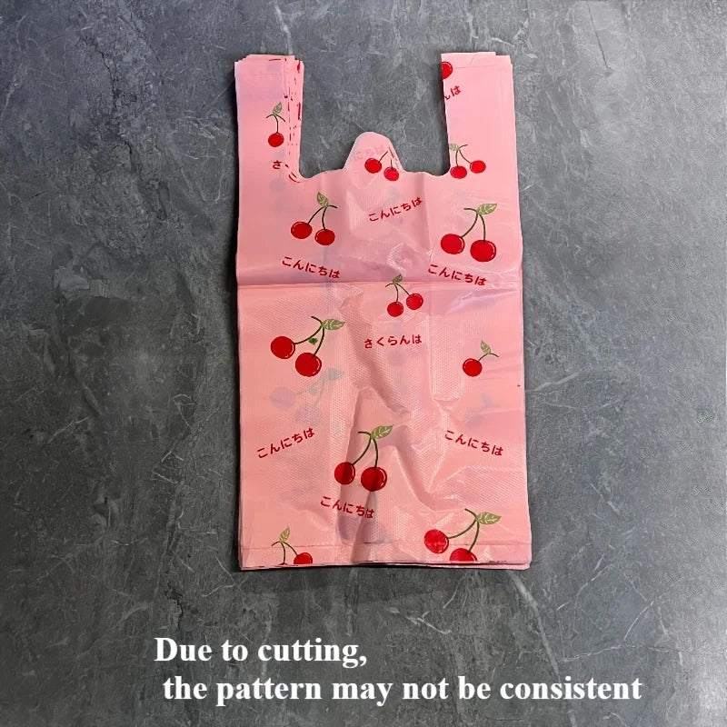 Cherry Fruit Pattern Shopping Bags, Fashionable Handheld Tote Bags, Ideal for Wedding, Birthday Party, Candy, Chocolate -10/50 Pcs