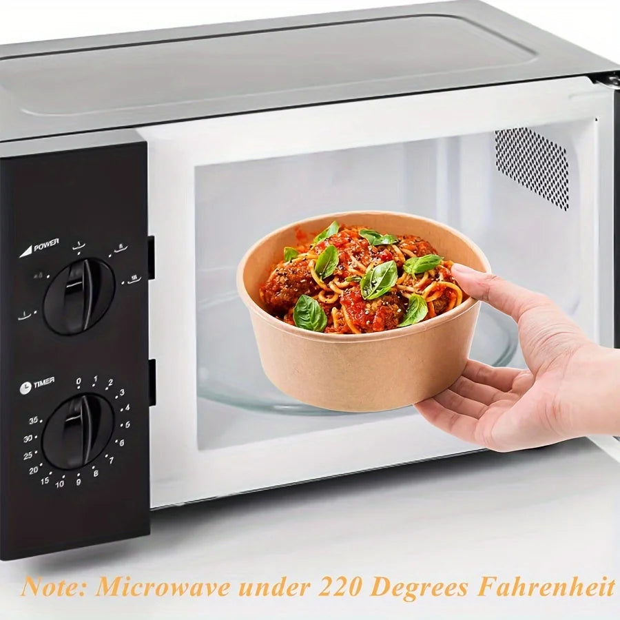 Paper Bowls with Lids, Disposable Soup Bowls, Food Containers Lunch Box, Salad Bowls, Meal Prep Bowls -34Oz/1000Ml 25/50 Pack