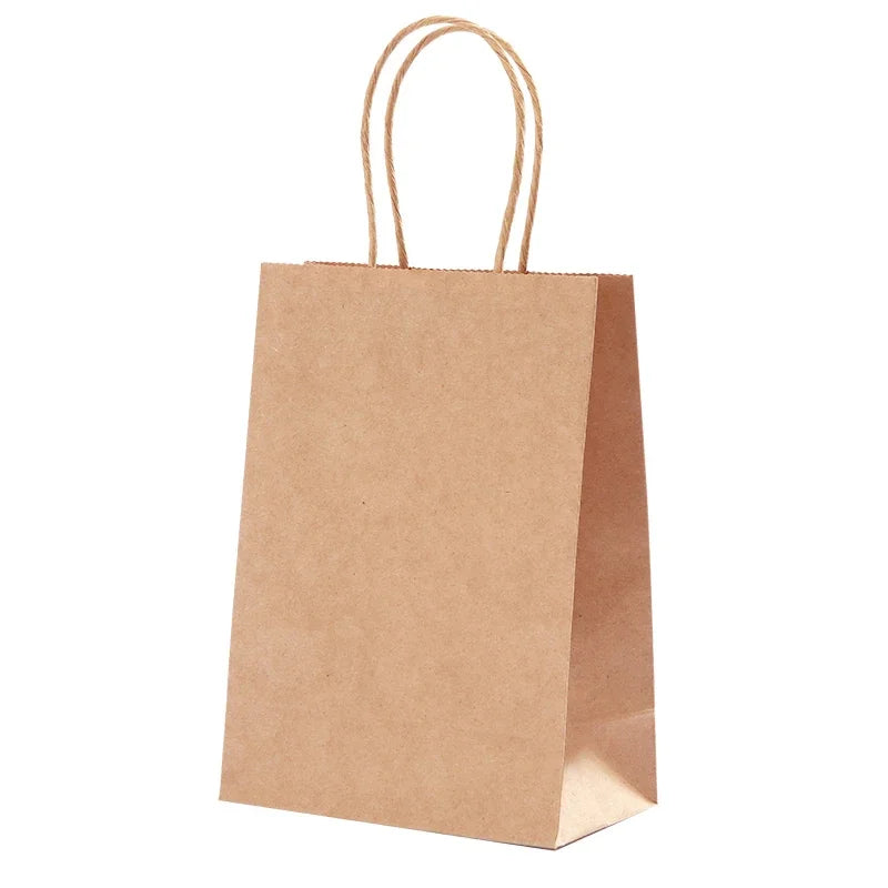 10 pcs Kraft Bag Paper Gift Bags,Reusable,Grocery Shopping Bags for Packaging Craft Gifts Wedding Business Retail Party Bags