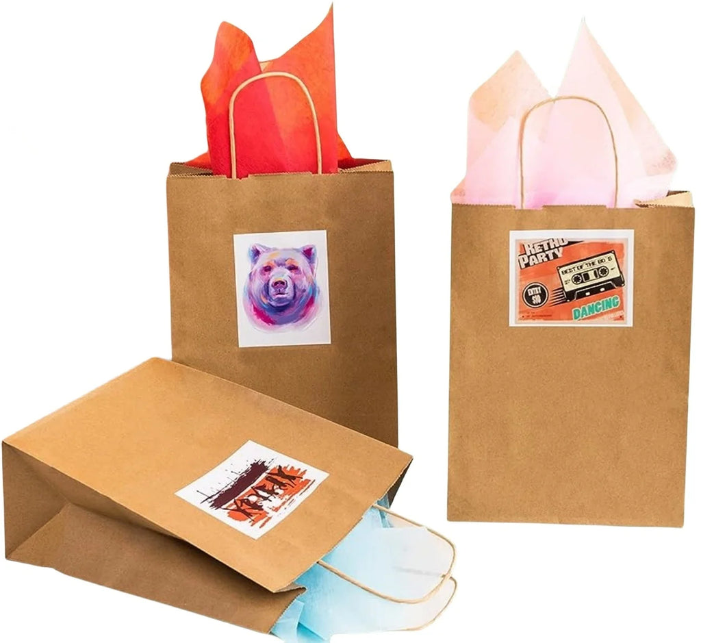 Brown Paper Bags with Handles, Gift Bags Bulk, Retail Bags, Shopping, Milk Tea bags, Eco-friendly Portable Bags - 5/10/20/30pcs