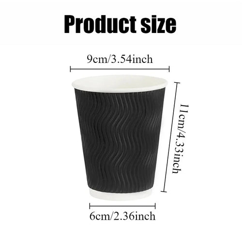 Corrugated Paper Cups Sustainable Double-layered Coffee Paper Cups Hot Tea Milk Beverage Party Christmas Birthday-25/50PCS
