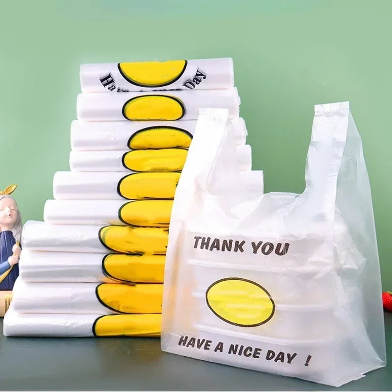 Bag Tote Convenience Store Cartoon Gift with Bag Gift Bundle Retail Bags Shopping with Handles 50 Pcs
