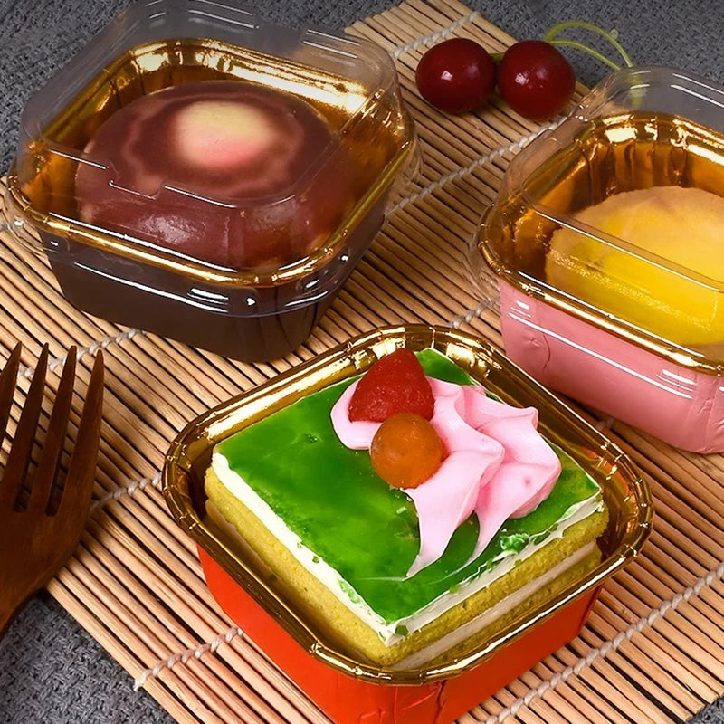 50Pcs Disposable Cupcake Cups with Lids, Baking Cup, Cupcake Molds, Muffin Molds, Baking Tools, Curled Edge Cake Cups