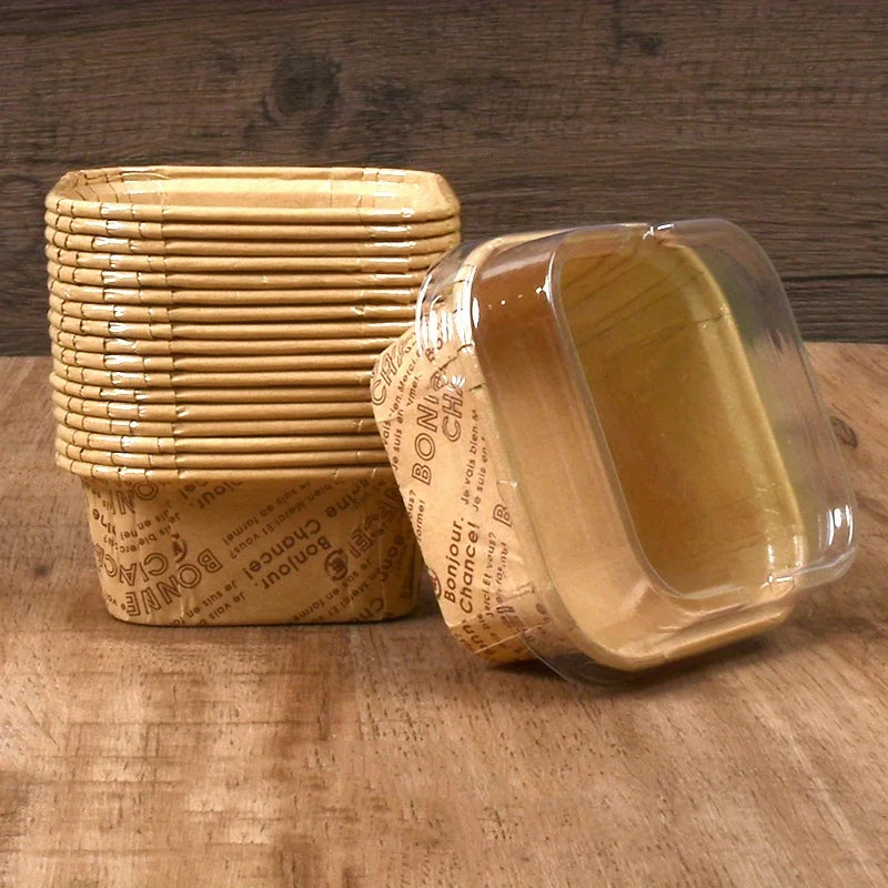 50Pcs Disposable Cupcake Cups with Lids, Baking Cup, Cupcake Molds, Muffin Molds, Baking Tools, Curled Edge Cake Cups