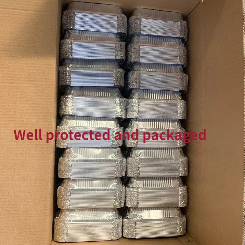 Aluminum Foil Trays With Lids 450ml Disposable Food Grade Baking Pans For Double Basket Air Fryer Oven Cooking Packaging -20Pcs