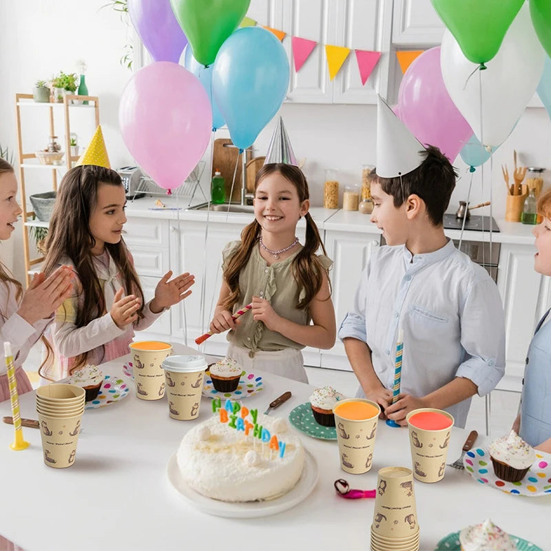 Sustainable Paper Cups With lids12oz Animals Printed Paper Coffee Drinking Cups Thickened Cups for Home Office Party Supplies