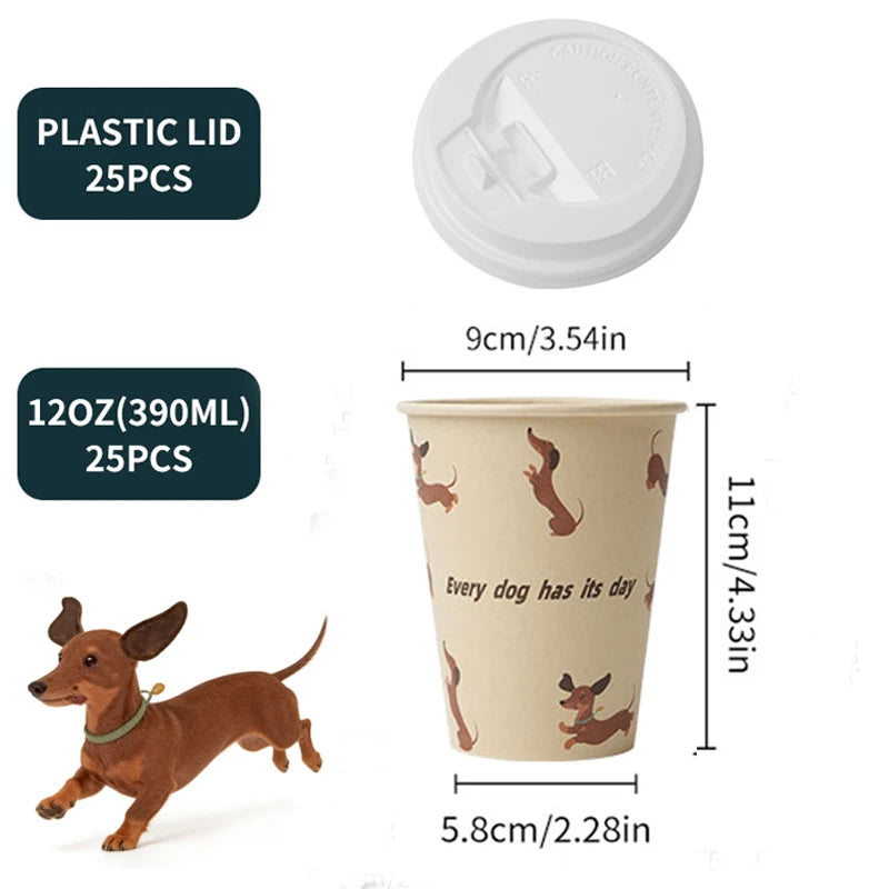 Sustainable Paper Cups With lids12oz Animals Printed Paper Coffee Drinking Cups Thickened Cups for Home Office Party Supplies