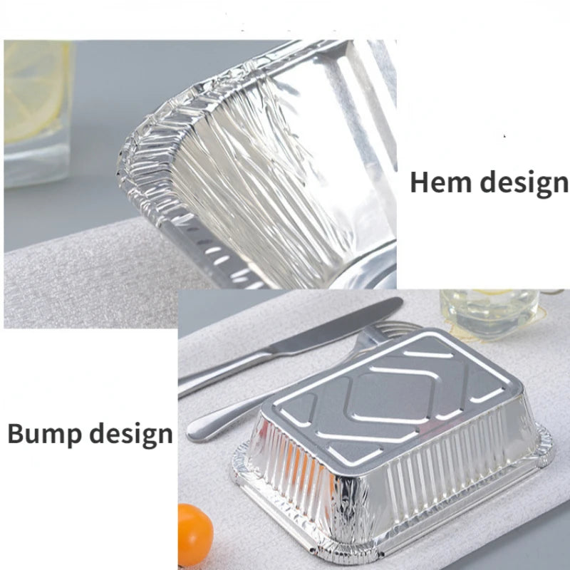 Aluminum Foil Trays With Lids 450ml Disposable Food Grade Baking Pans For Double Basket Air Fryer Oven Cooking Packaging -20Pcs