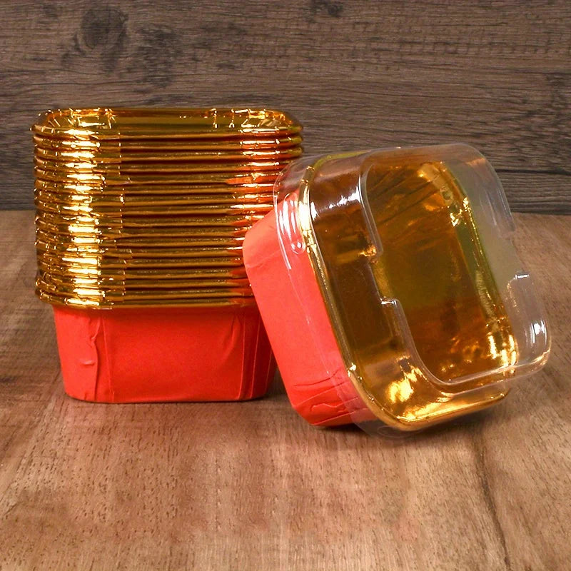 50Pcs Disposable Cupcake Cups with Lids, Baking Cup, Cupcake Molds, Muffin Molds, Baking Tools, Curled Edge Cake Cups