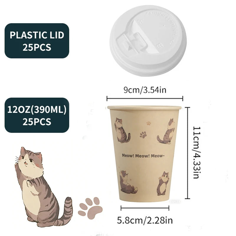 Sustainable Paper Cups With lids12oz Animals Printed Paper Coffee Drinking Cups Thickened Cups for Home Office Party Supplies