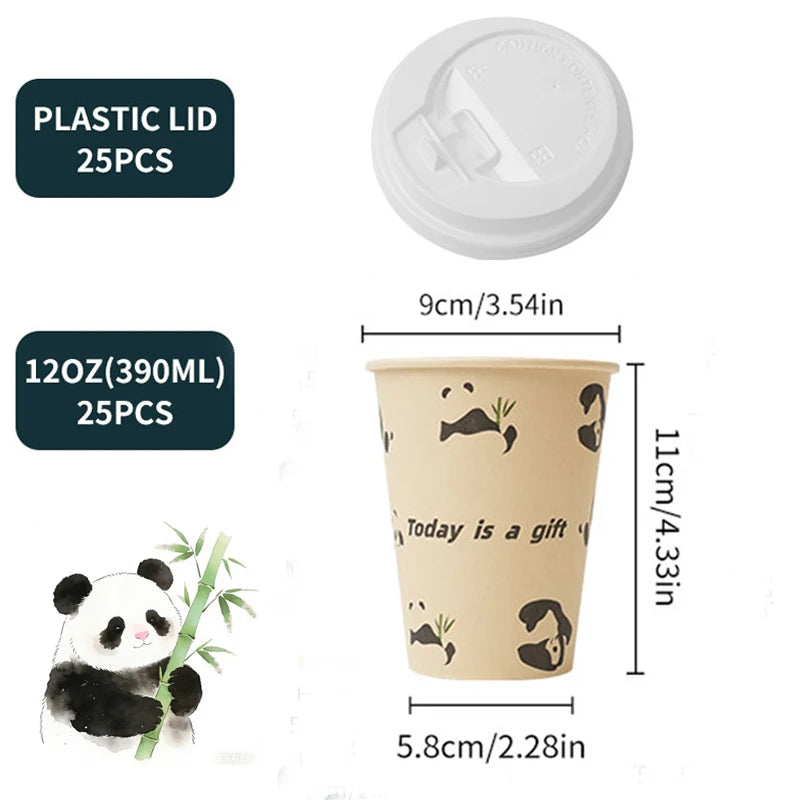 Sustainable Paper Cups With lids12oz Animals Printed Paper Coffee Drinking Cups Thickened Cups for Home Office Party Supplies