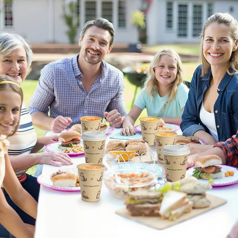 Sustainable Paper Cups With lids12oz Animals Printed Paper Coffee Drinking Cups Thickened Cups for Home Office Party Supplies