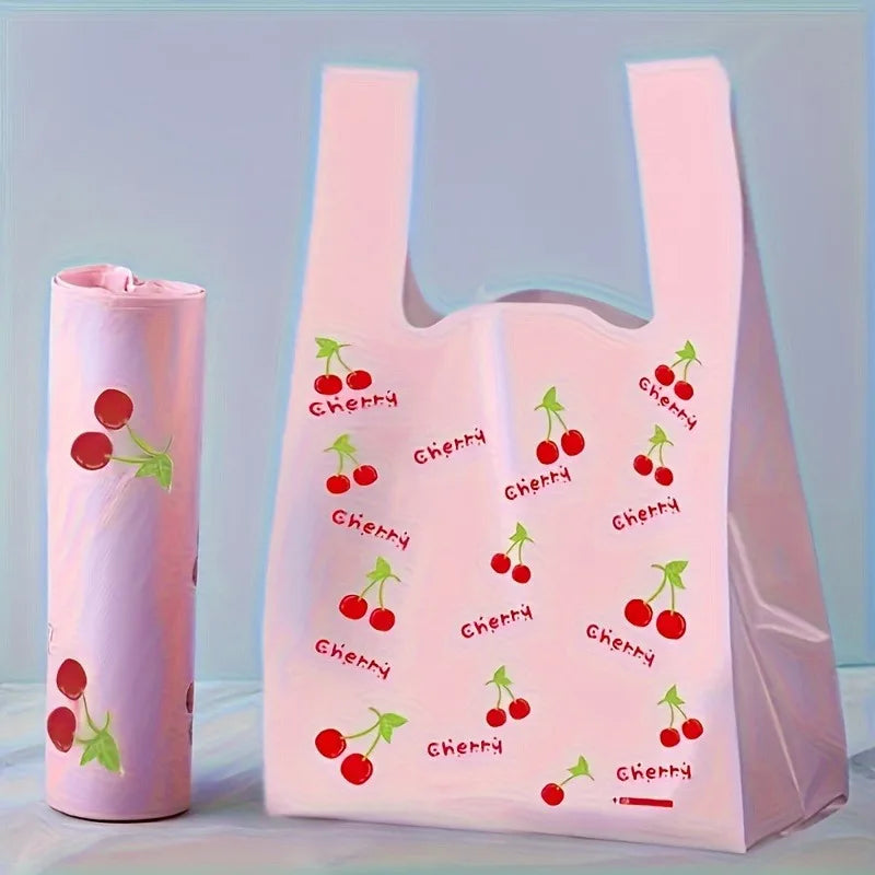 Cherry Fruit Pattern Shopping Bags, Fashionable Handheld Tote Bags, Ideal for Wedding, Birthday Party, Candy, Chocolate -10/50 Pcs