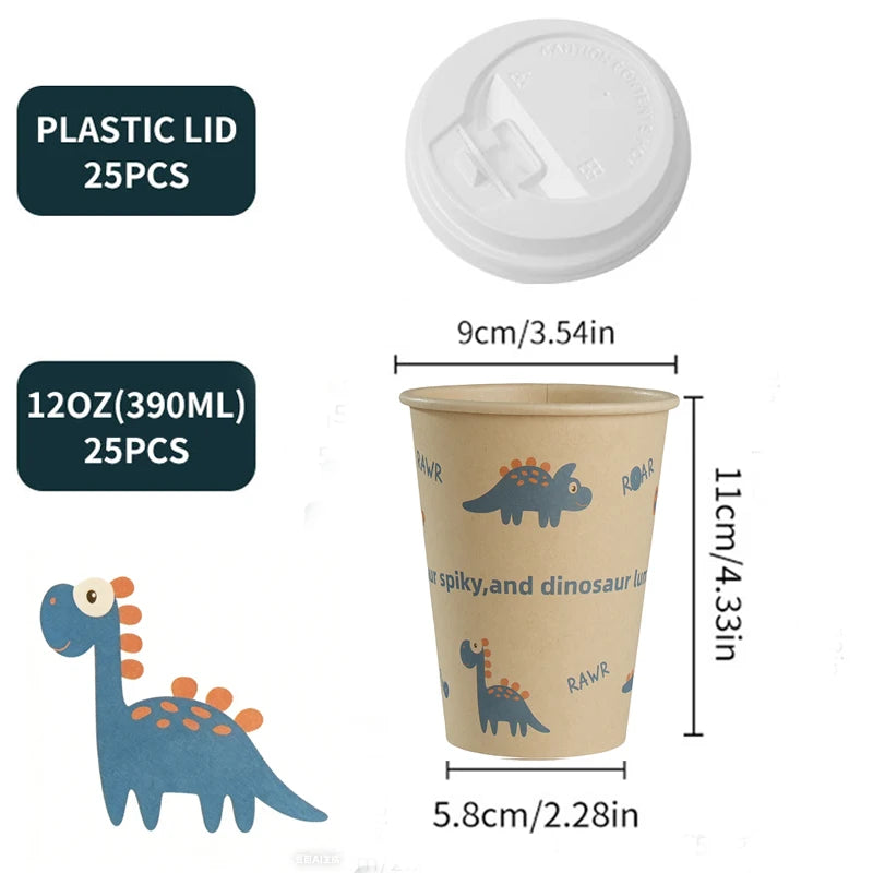 Sustainable Paper Cups With lids12oz Animals Printed Paper Coffee Drinking Cups Thickened Cups for Home Office Party Supplies