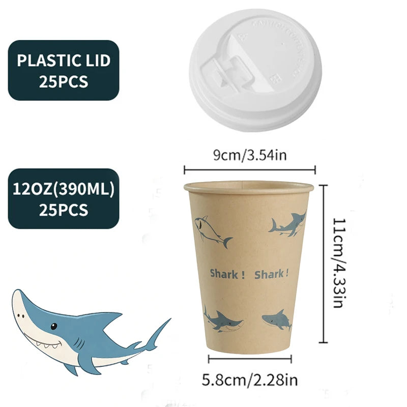 Sustainable Paper Cups With lids12oz Animals Printed Paper Coffee Drinking Cups Thickened Cups for Home Office Party Supplies
