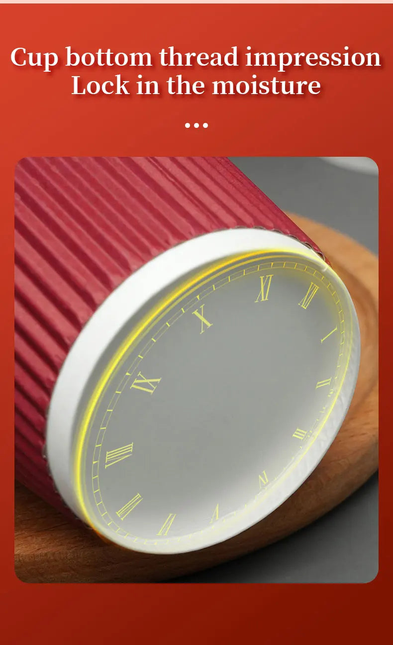 45pcs 8oz  Double-Walled Insulated Corrugated Cardboard Coffee Cups Thickened Disposable Striped Portable Paper Cups With Lids