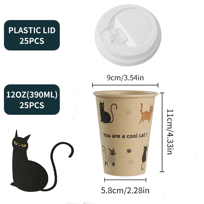 Sustainable Paper Cups With lids12oz Animals Printed Paper Coffee Drinking Cups Thickened Cups for Home Office Party Supplies