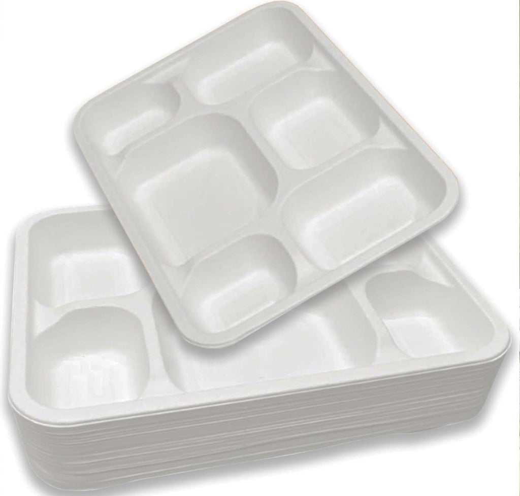 Disposable Food Plate 6 Compartment 9x12