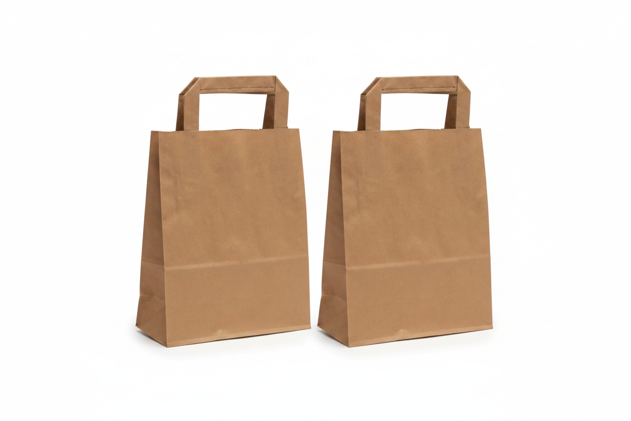 Kraft Paper Takeaway Bags 7x8.5x3.5 Brown