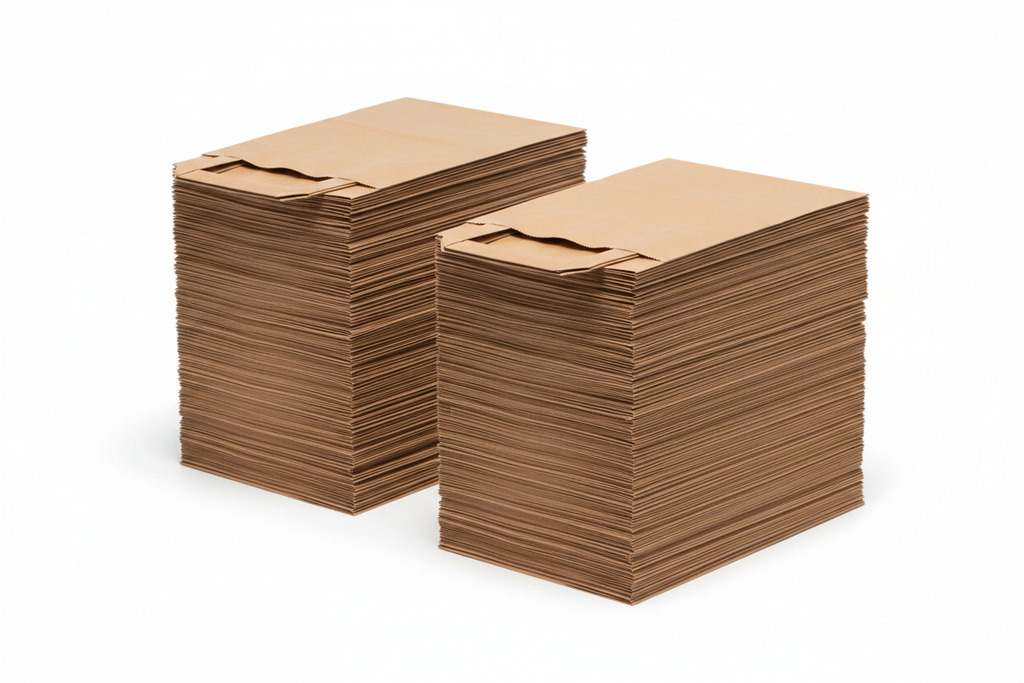Kraft Paper Takeaway Bags Brown - Two Stacks