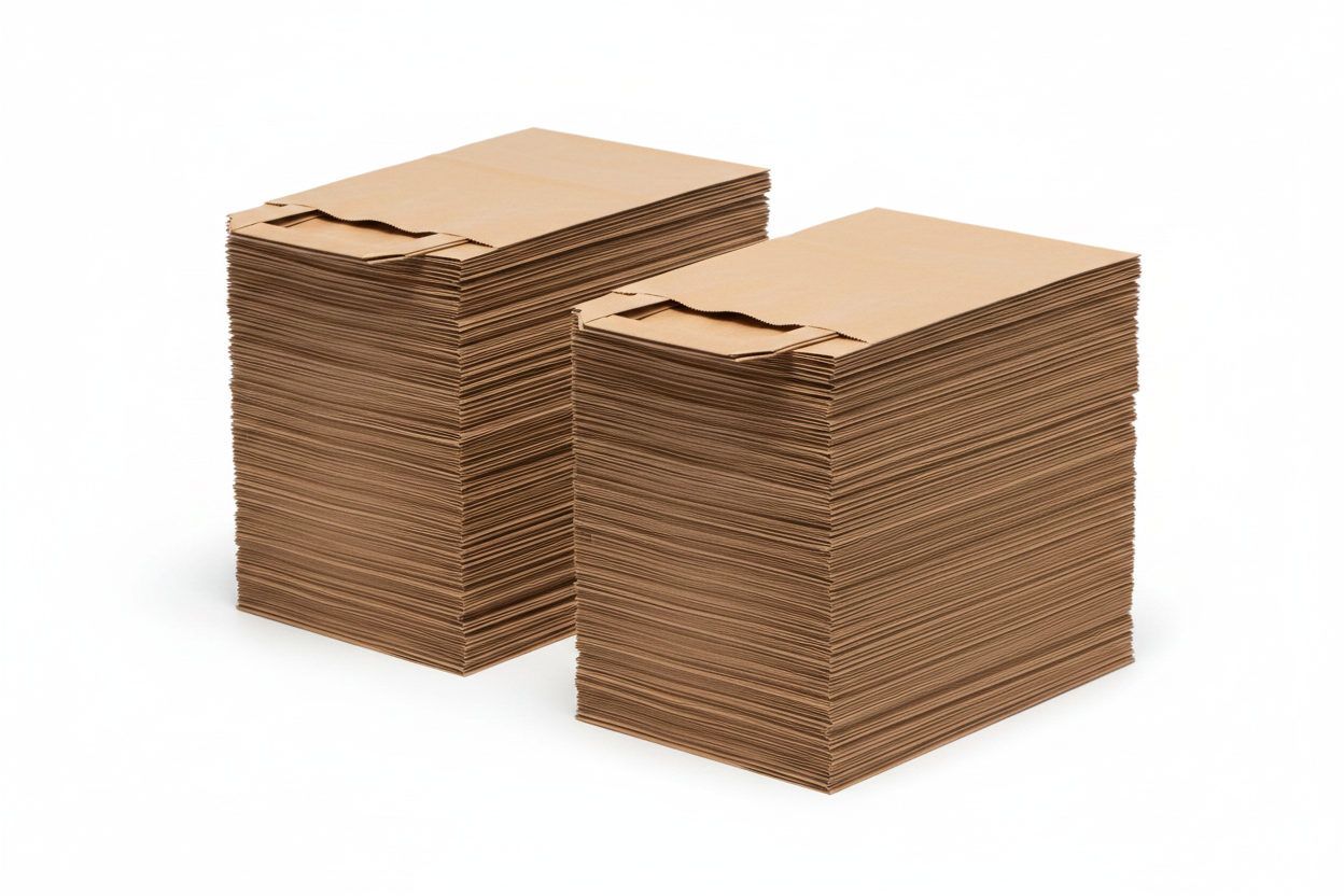 Kraft Paper Takeaway Bags Brown - Two Stacks