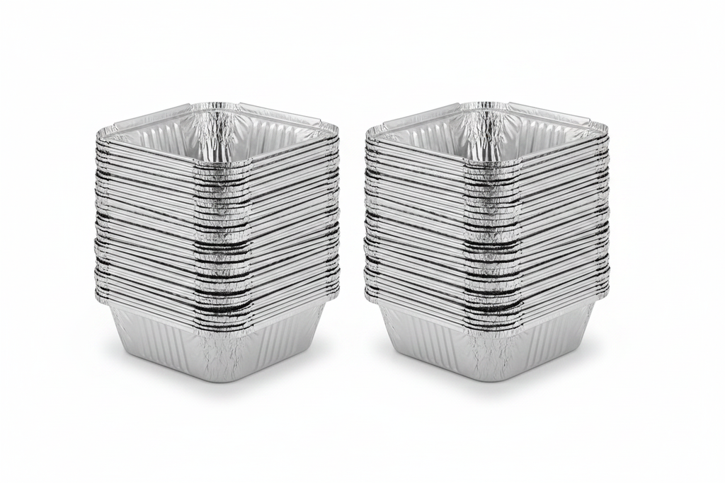 Rectangular Aluminium Foil Containers - Two Stacks of 50