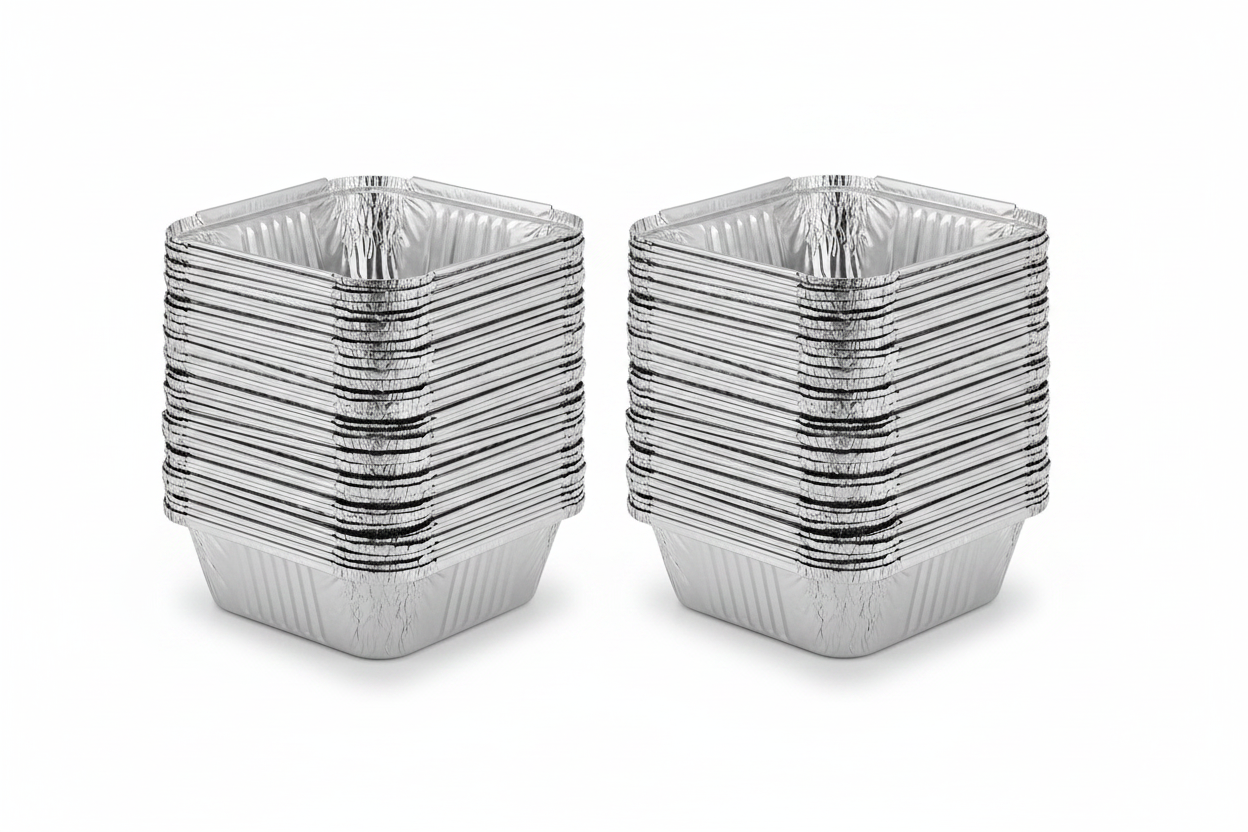 Rectangular Aluminium Foil Containers - Two Stacks of 50
